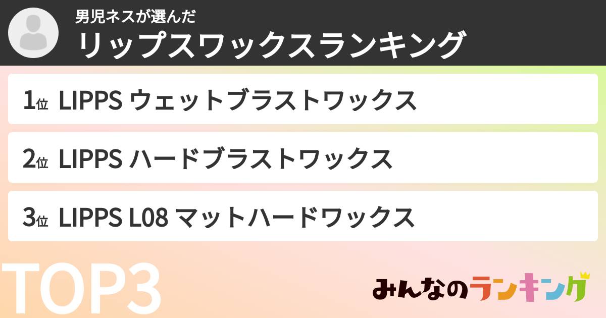 男児ネスさんの「リップスワックスランキング」