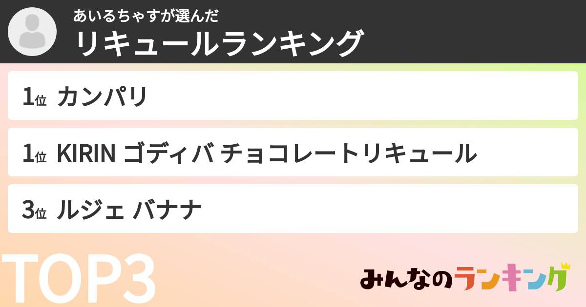 あいるちゃすさんの「リキュールランキング」