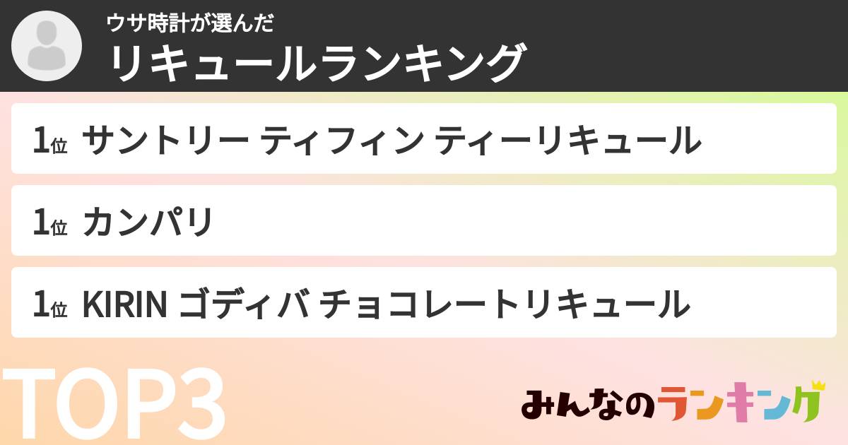 ウサ時計さんの「リキュールランキング」