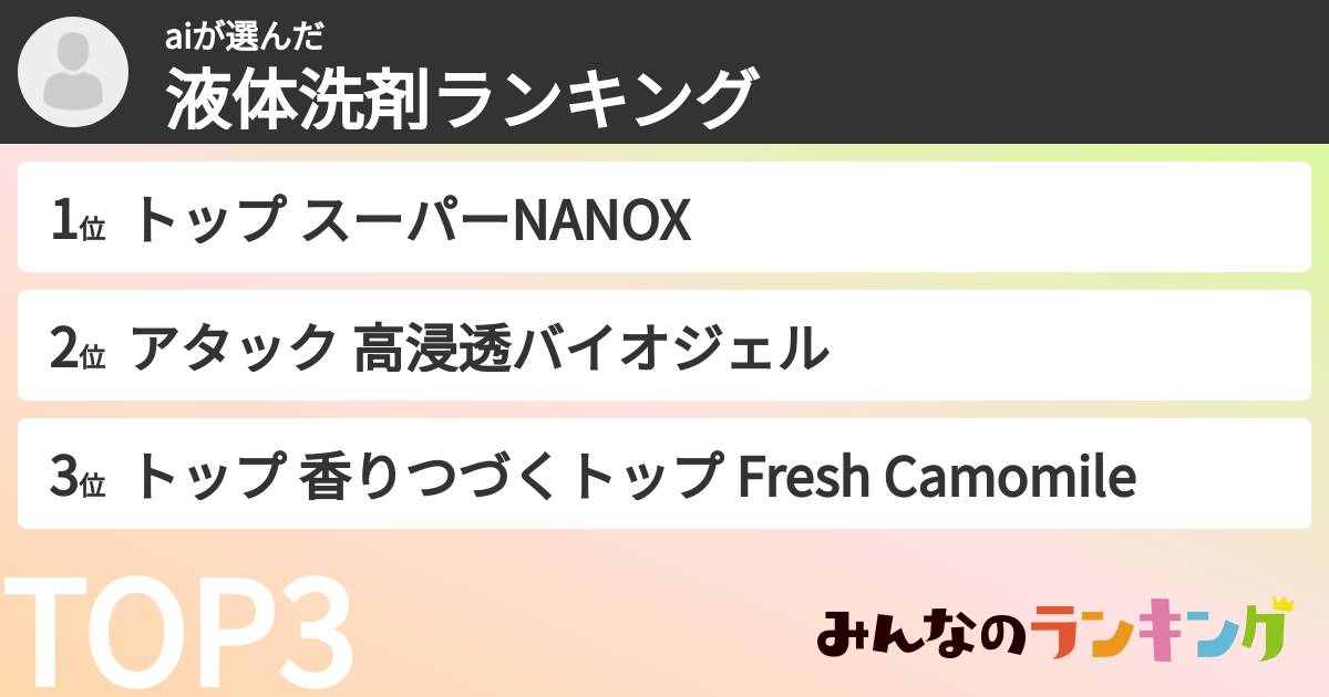 aiさんの「液体洗剤ランキング」