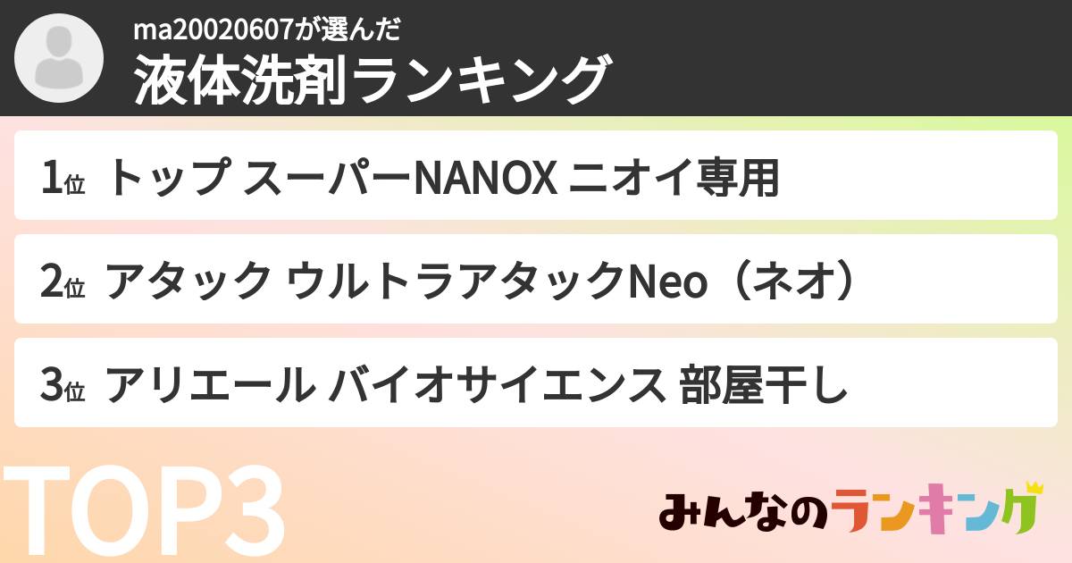 ma20020607さんの「液体洗剤ランキング」