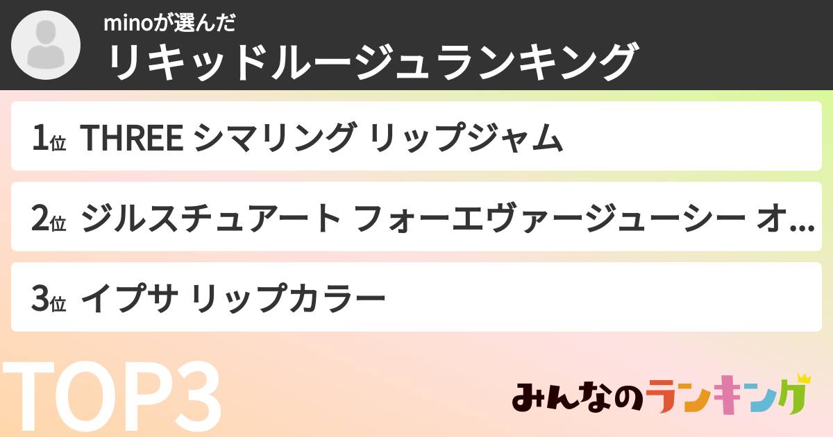 minoさんの「リキッドルージュランキング」
