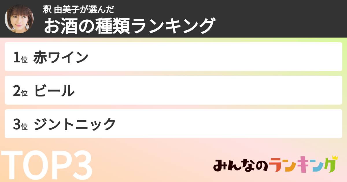 釈 由美子さんの「好きなお酒ランキング」