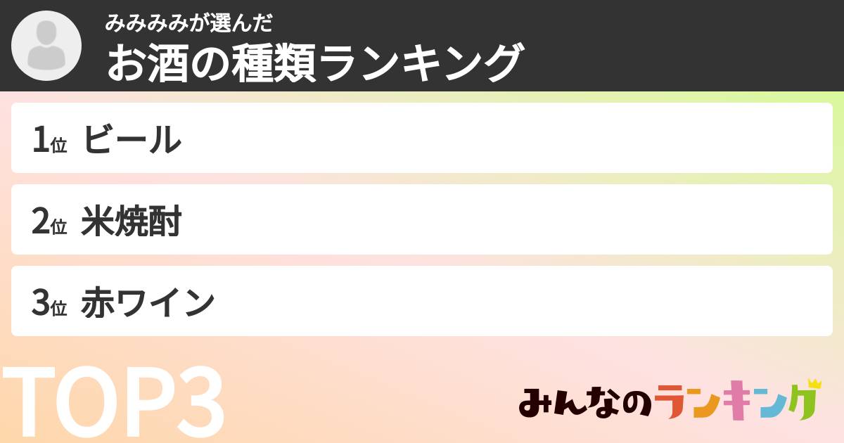 みみみみさんの「お酒の種類ランキング」