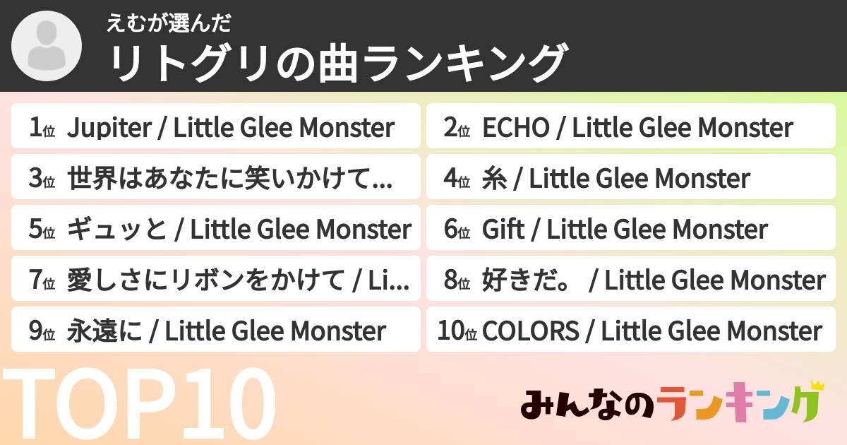 えむさんの「リトグリの曲ランキング」
