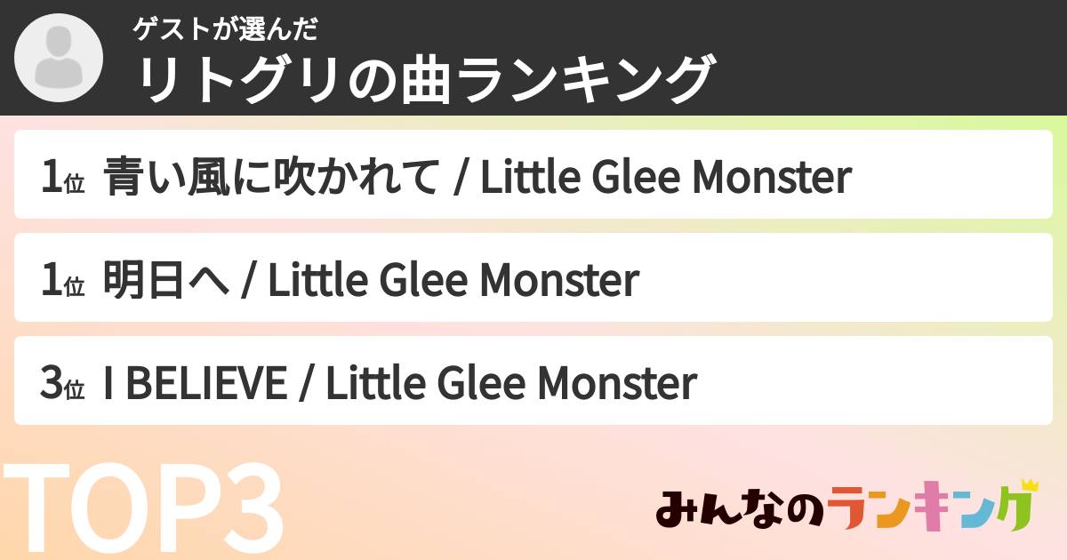 ゲストさんの「リトグリの曲ランキング」