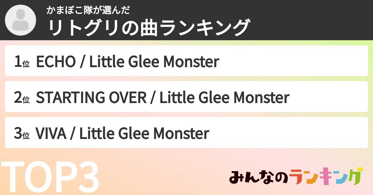かまぼこ隊さんの「リトグリの曲ランキング」