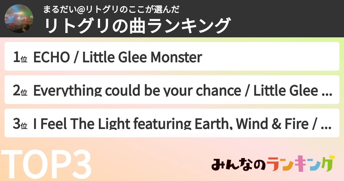 まるだい@リトグリのここさんの「リトグリの曲ランキング」