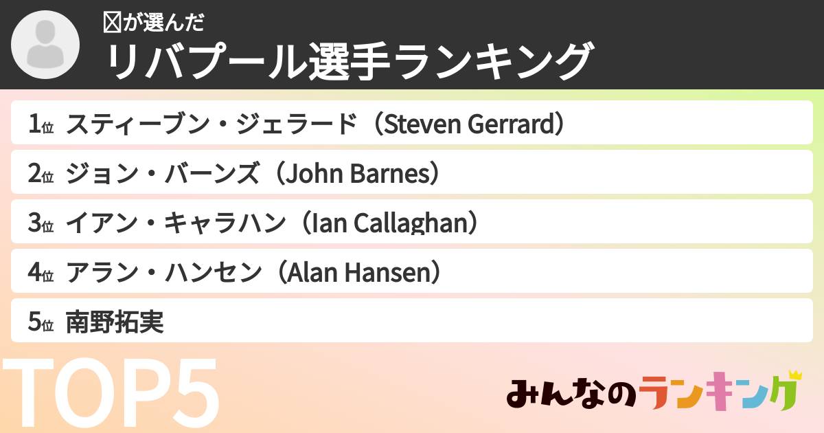 ☺さんの「リバプール選手ランキング」