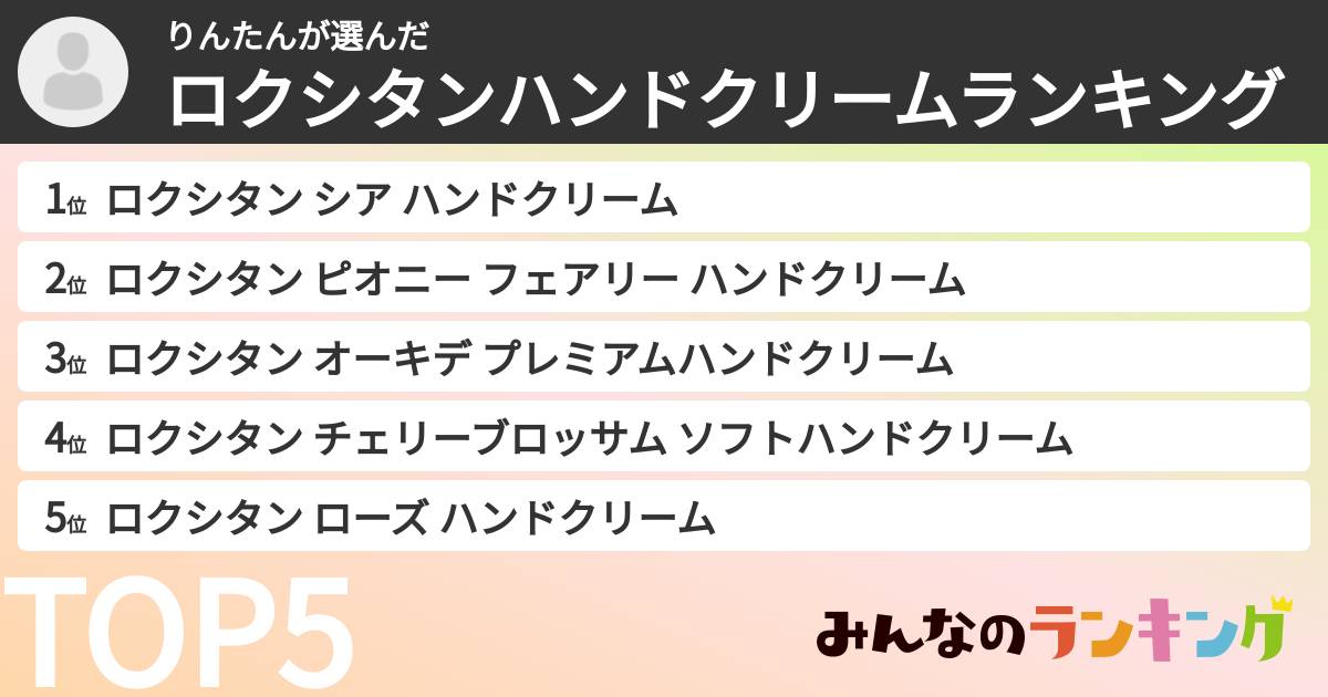 りんたんさんの「ロクシタンハンドクリームランキング」