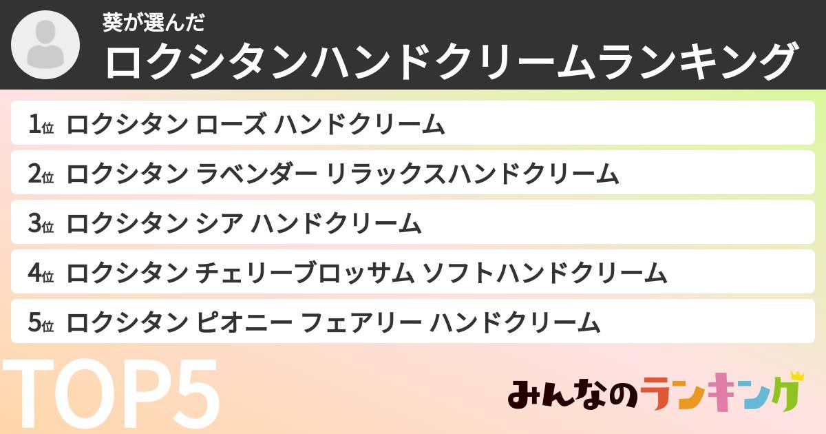 葵さんの「ロクシタンハンドクリームランキング」
