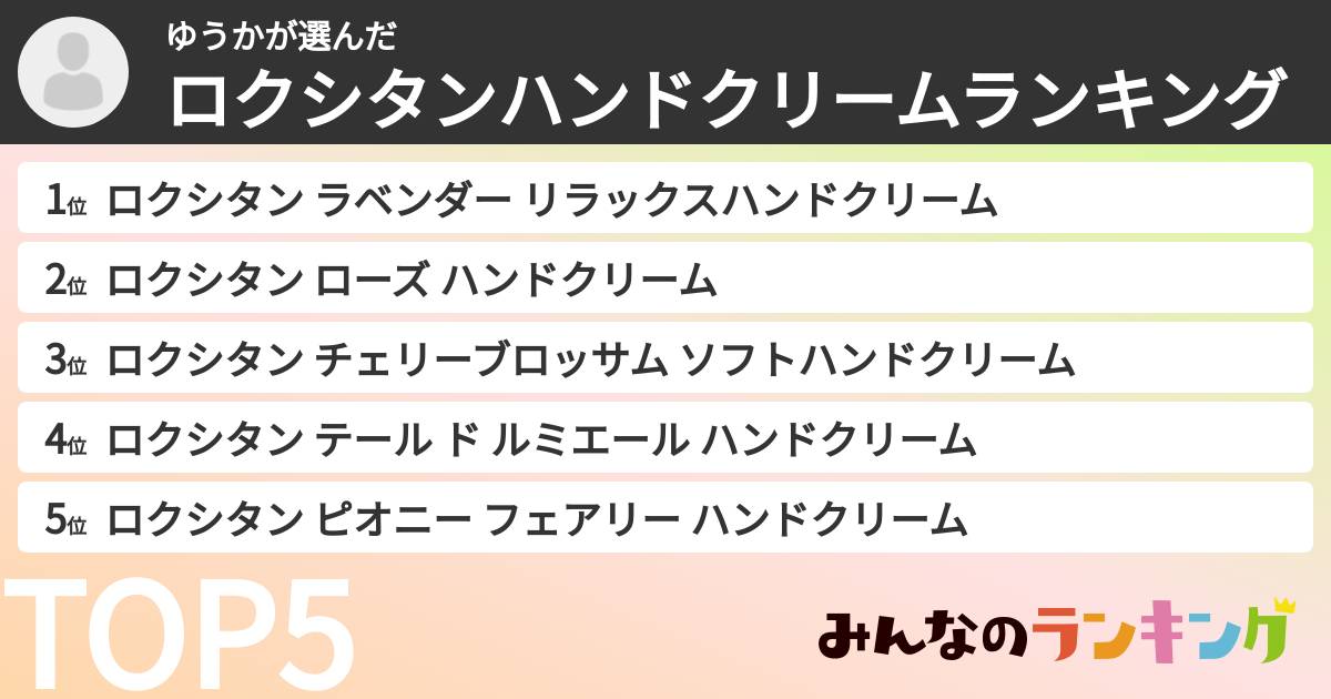 ゆうかさんの「ロクシタンハンドクリームランキング」