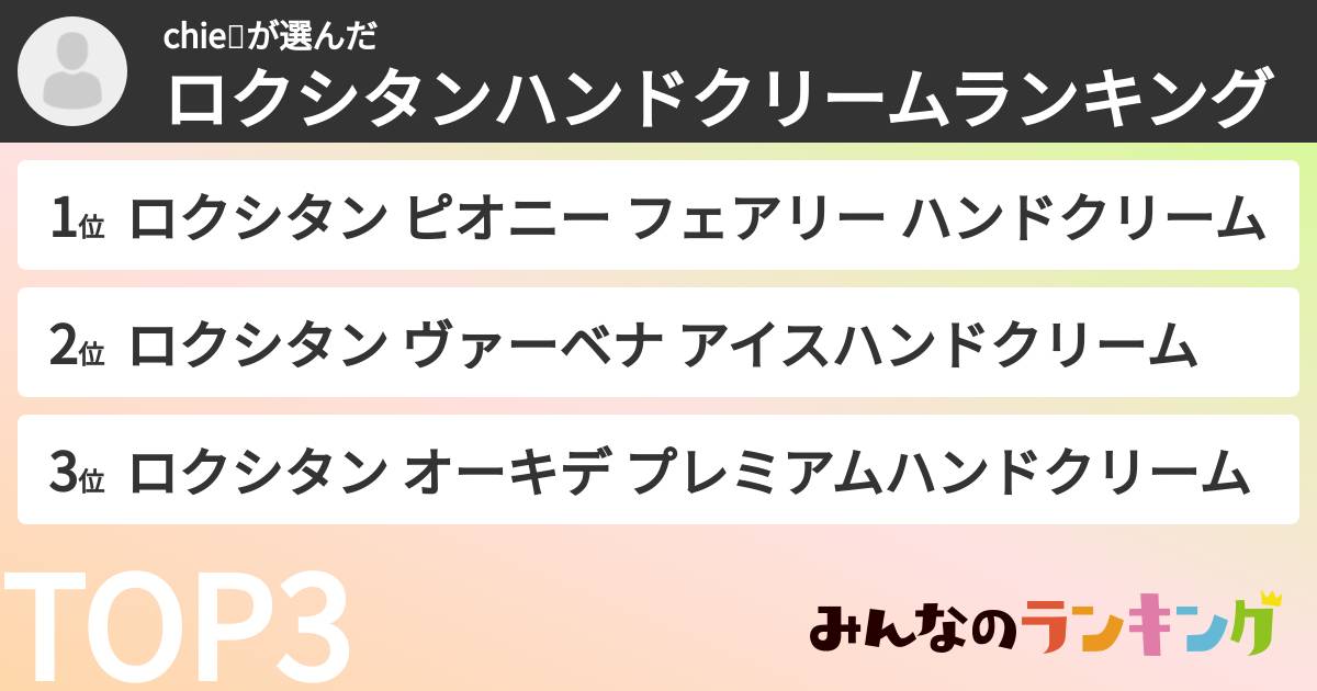 chie💍さんの「ロクシタンハンドクリームランキング」