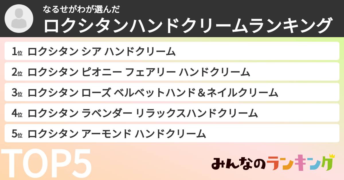 なるせがわさんの「ロクシタンハンドクリームランキング」