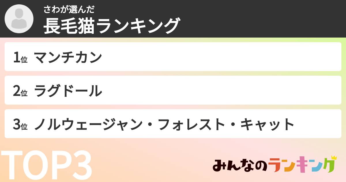 さわさんの「長毛猫ランキング」