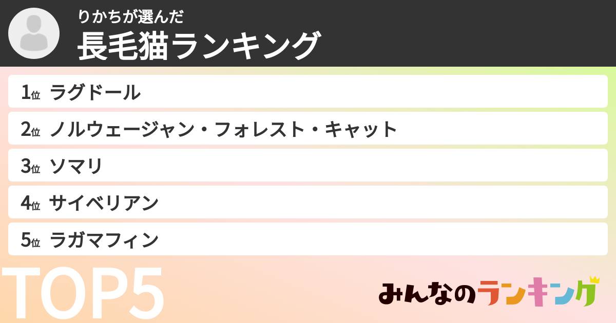 りかちさんの「長毛猫ランキング」