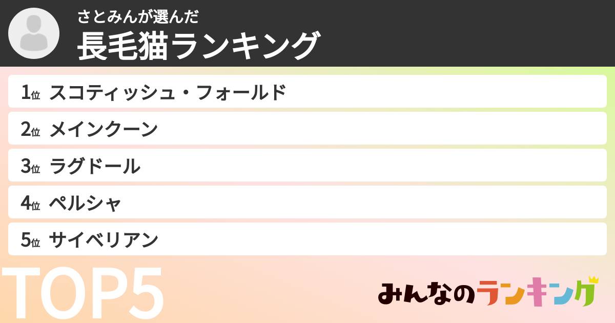 さとみんさんの「長毛猫ランキング」