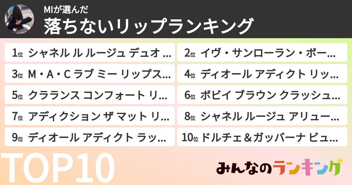MIさんの「落ちないリップランキング」
