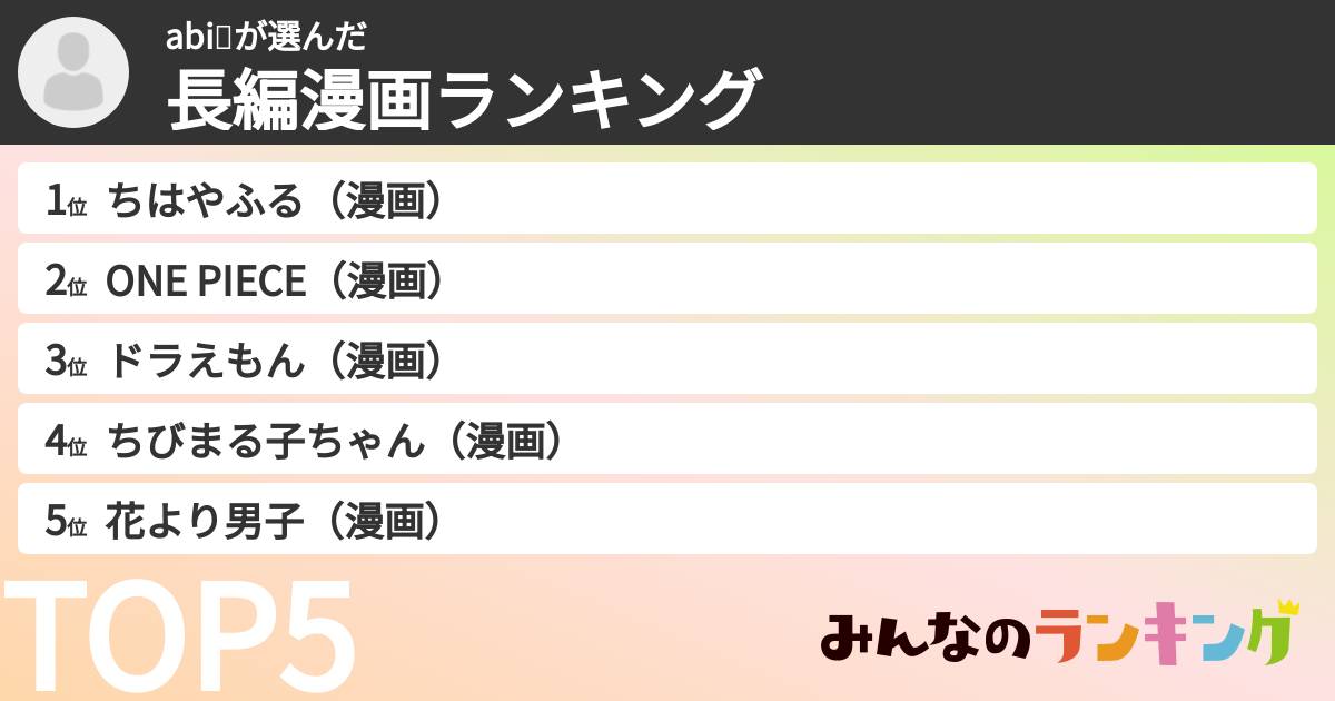 abi🍈さんの「長編漫画ランキング」