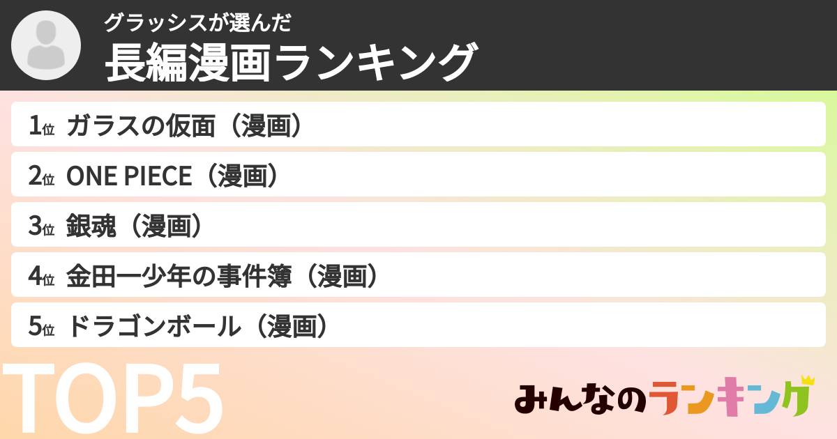 グラッシスさんの「長編漫画ランキング」