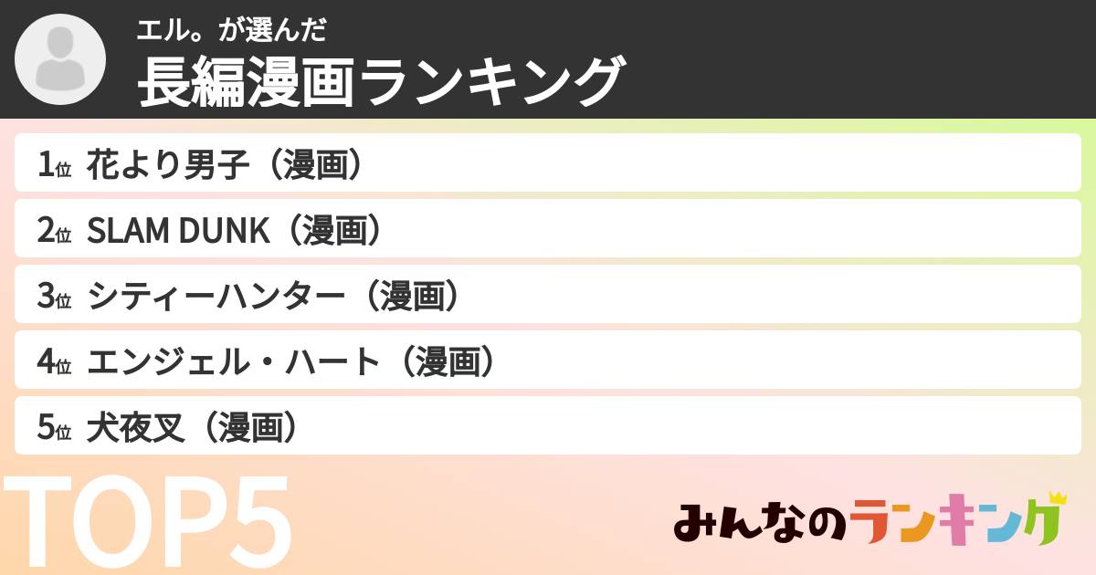 エル。さんの「長編漫画ランキング」