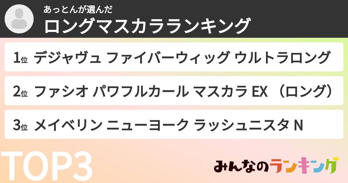 あっとんさんの「ロングマスカラランキング」