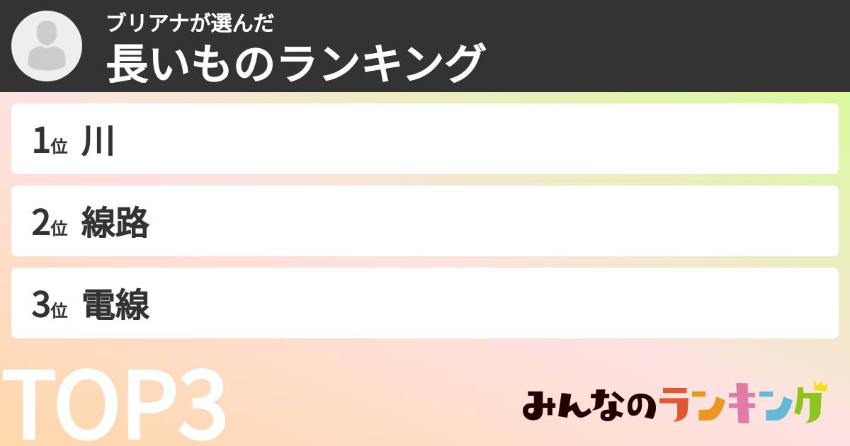 ブリアナさんの「長いものランキング」