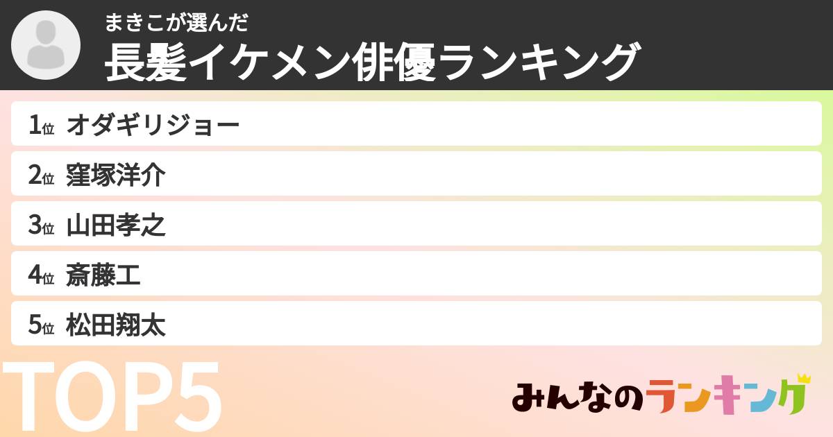 まきこさんの「長髪イケメン俳優ランキング」