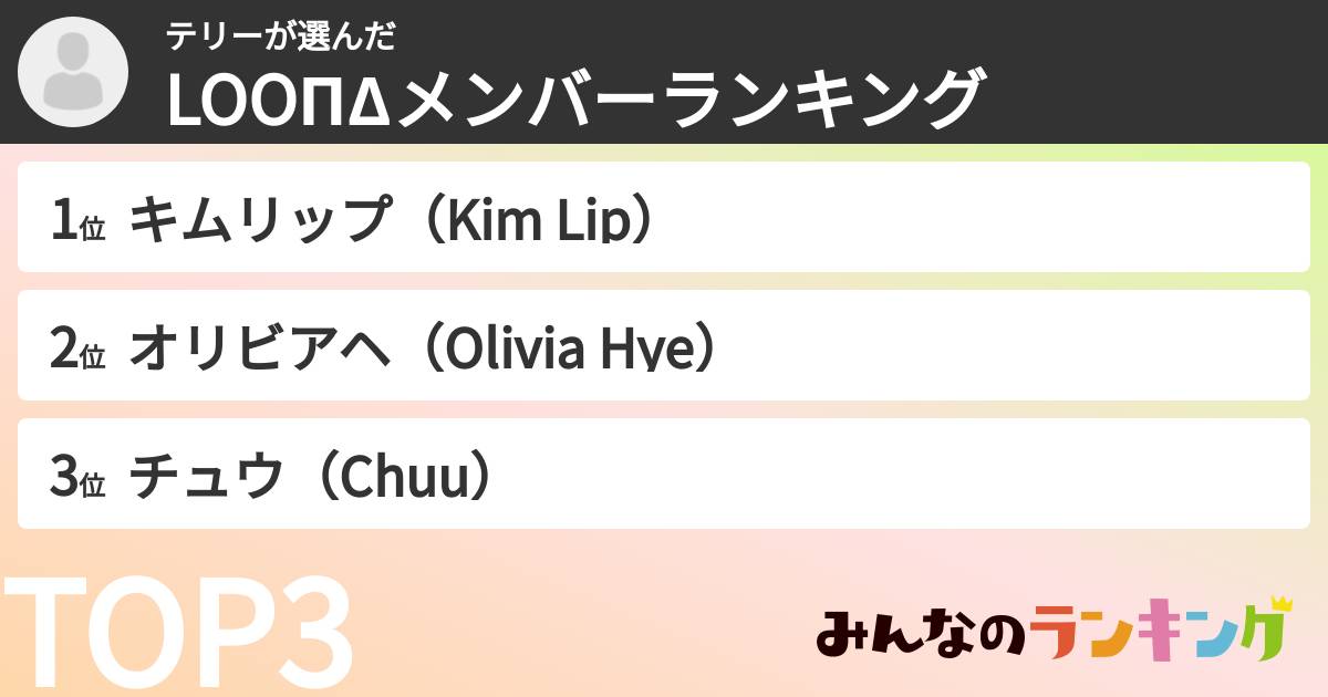 テリーさんの「LOOΠΔメンバーランキング」
