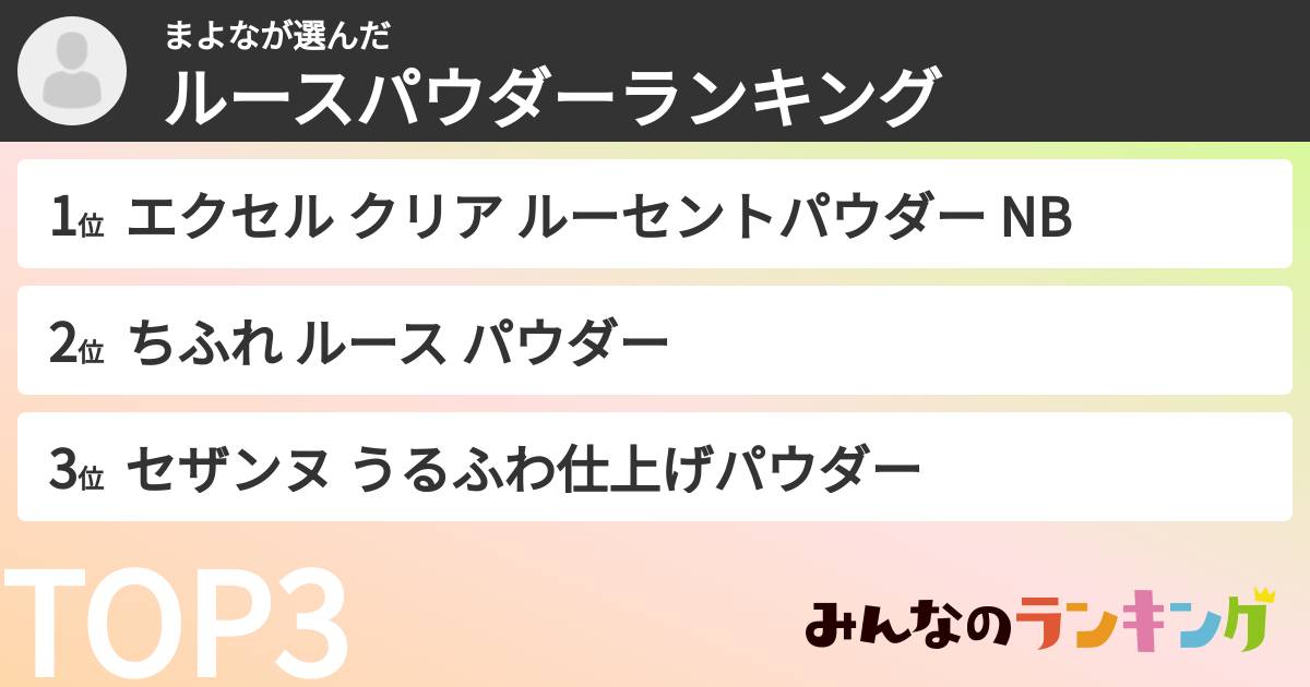 まよなさんの「ルースパウダーランキング」