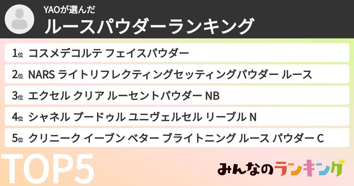 YAOさんの「ルースパウダーランキング」
