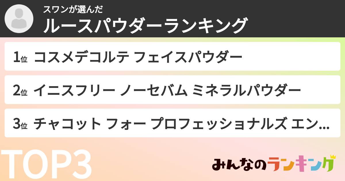 スワンさんの「ルースパウダーランキング」