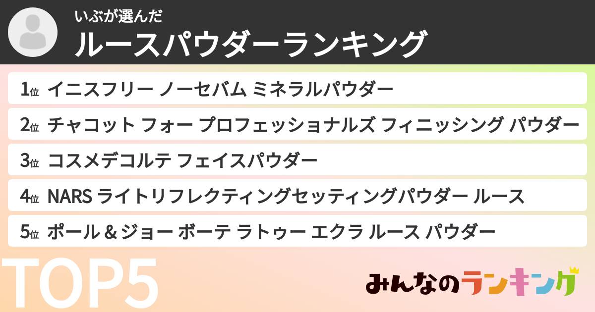 いぶさんの「ルースパウダーランキング」