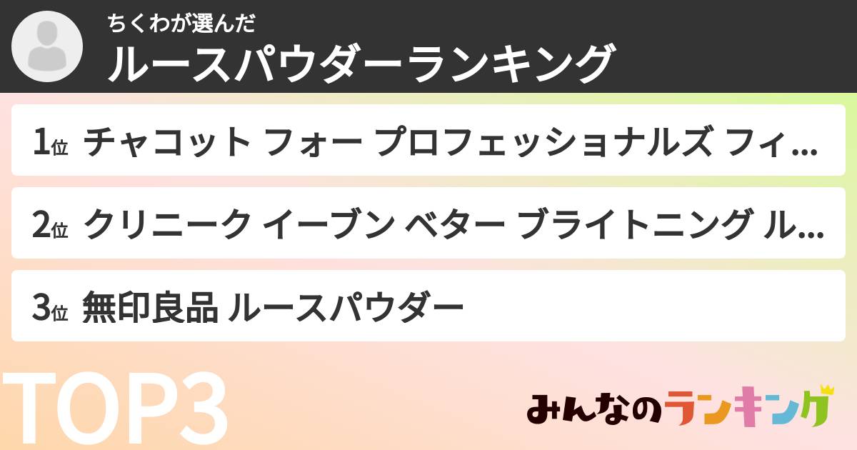 ちくわさんの「ルースパウダーランキング」