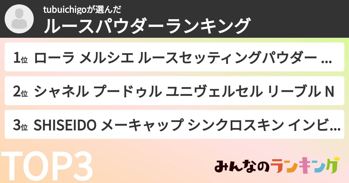 tubuichigoさんの「ルースパウダーランキング」
