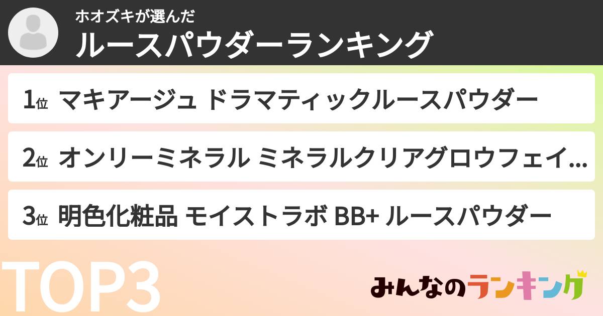 ホオズキさんの「ルースパウダーランキング」