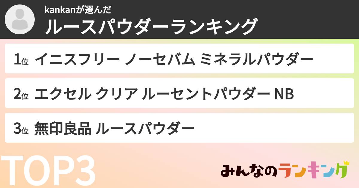 kankanさんの「ルースパウダーランキング」