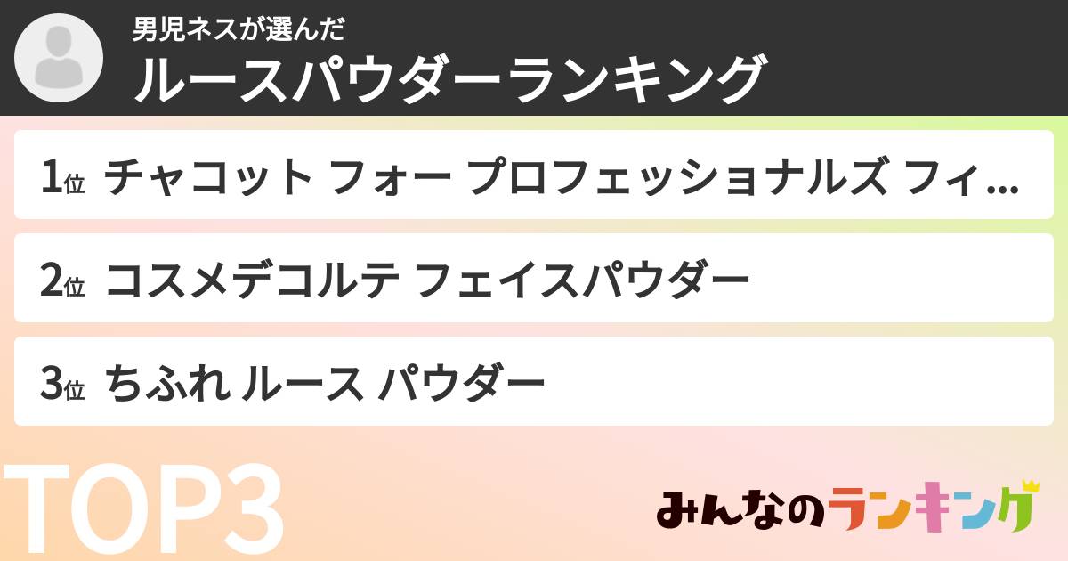 男児ネスさんの「ルースパウダーランキング」