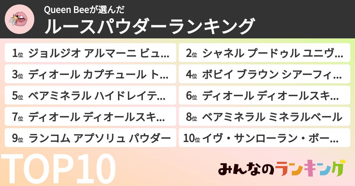 Queen Beeさんの「ルースパウダーランキング」