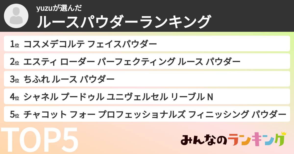 yuzuさんの「ルースパウダーランキング」
