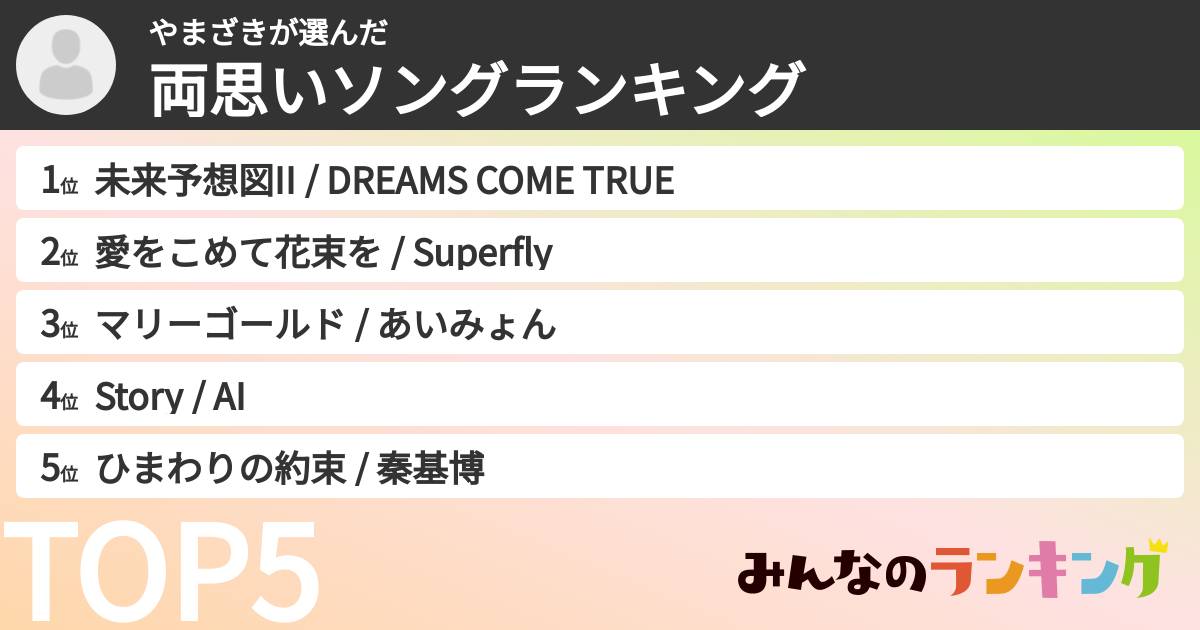 やまざきさんの「両思いソングランキング」