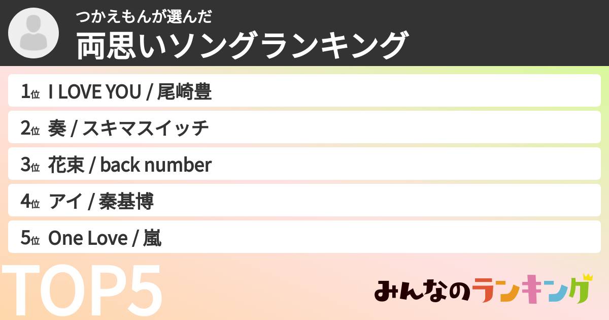 つかえもんさんの「両思いソングランキング」