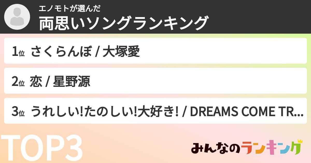 エノモトさんの「両思いソングランキング」