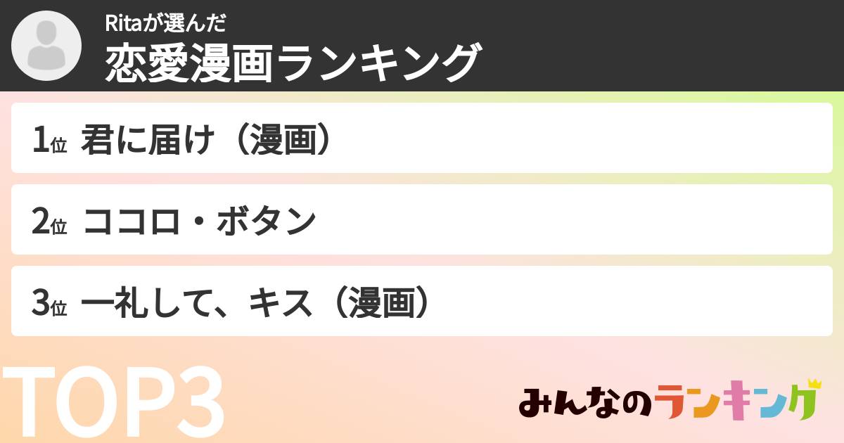 Ritaさんの「恋愛漫画ランキング」