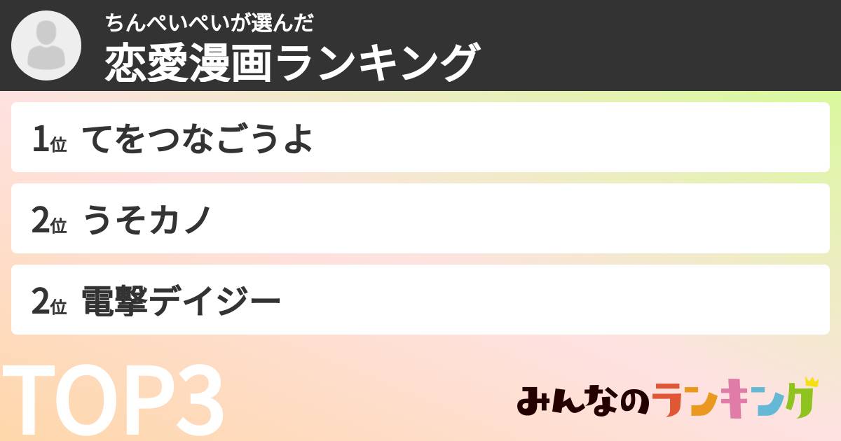 ちんぺいぺいさんの「恋愛漫画ランキング」