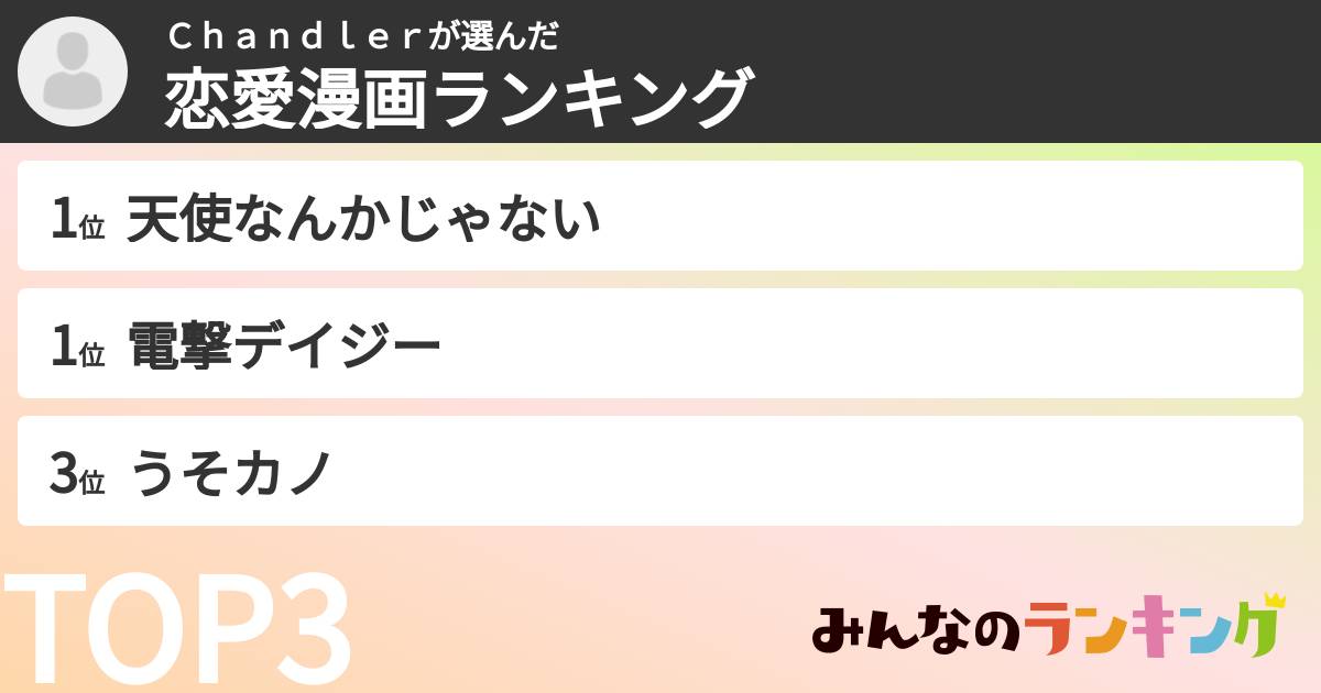 Ｃｈａｎｄｌｅｒさんの「恋愛漫画ランキング」