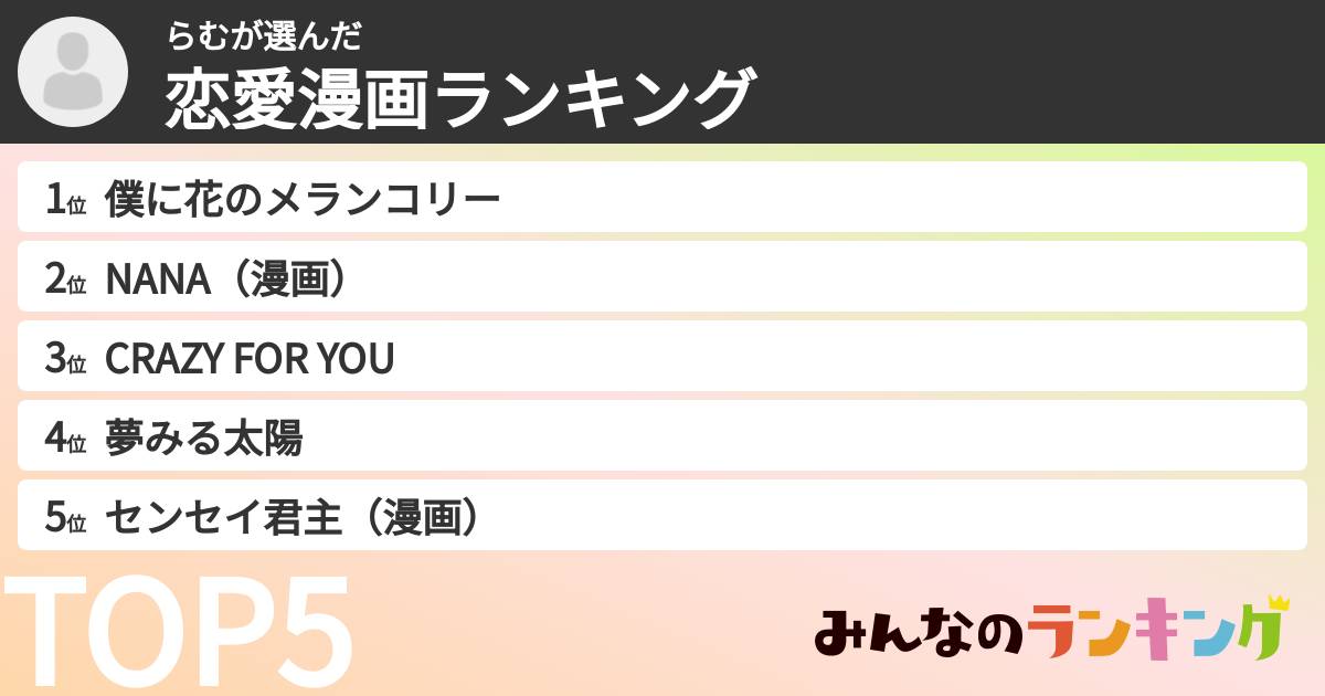 らむさんの「恋愛漫画ランキング」