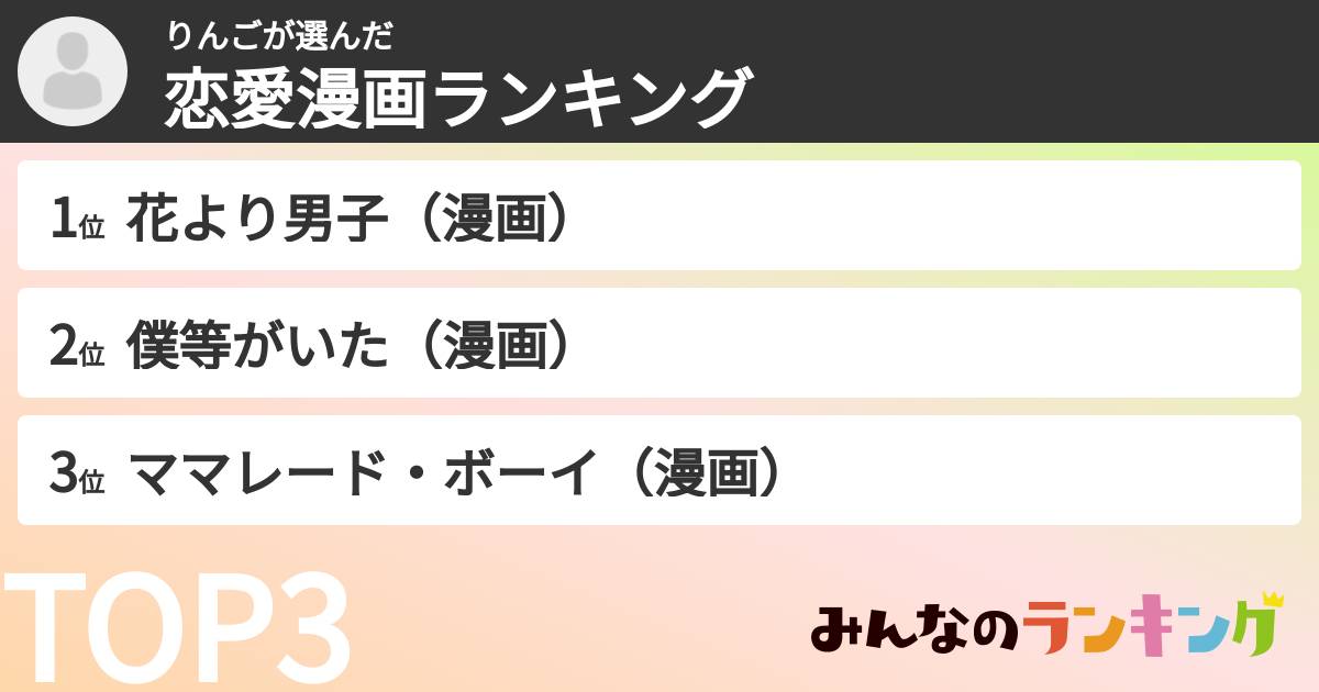りんごさんの「恋愛漫画ランキング」