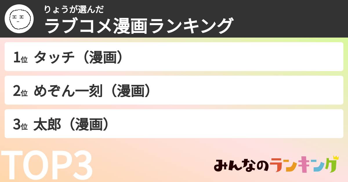 りょうさんの「ラブコメ漫画ランキング」