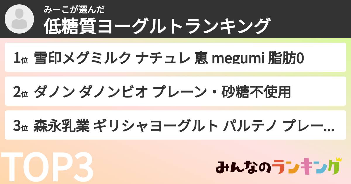 みーこさんの「低糖質ヨーグルトランキング」